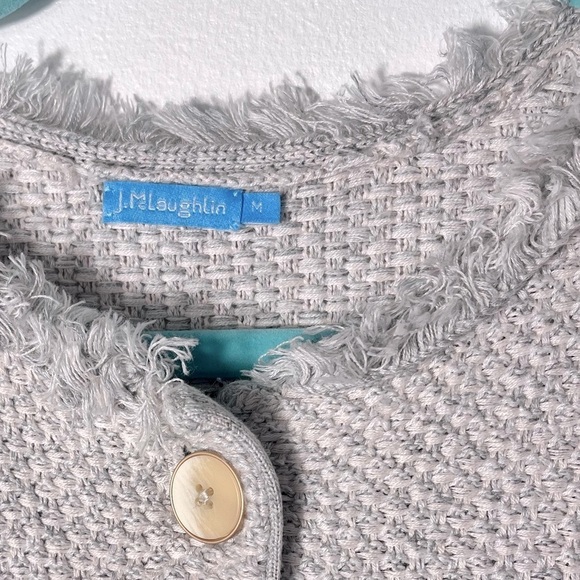 J.McLaughlin Nan Cardigan Sweater Textured Button Up Long Sleeve Fringe size M - Picture 9 of 9